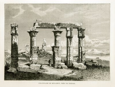 Veduta delle rovine del Tempio di Medamot vicino a Tebe, Egitto - Illustrazione dall
