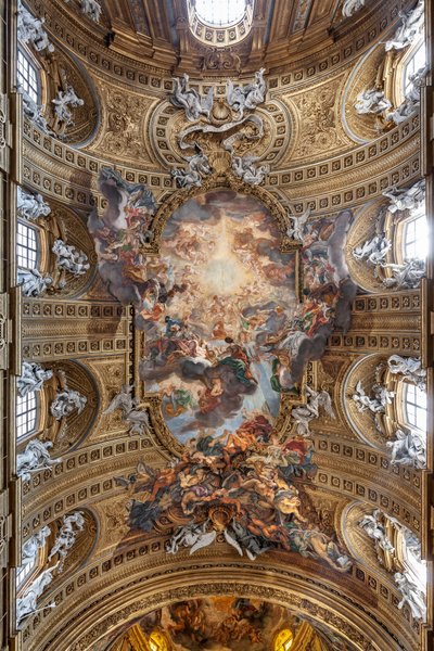 Vista della volta della navata con "Il Trionfo nel Nome di Gesù", Chiesa del Gesù, Roma, Italia da Unbekannter Künstler