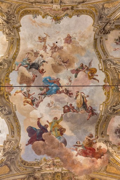 Vista della volta con affresco della Sala dei Teatini, Chiesa di San Vincenzo, Piacenza, Emilia-Romagna, Italia da Unbekannter Künstler