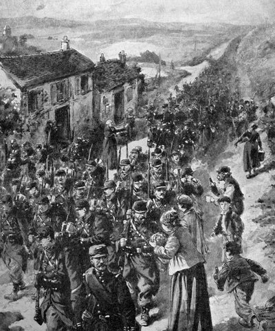 Prima Guerra Mondiale - Soldati francesi in marcia verso il fronte 1914 da Unbekannter Künstler