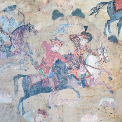Affreschi al portale di Qeysarieh, piazza Naqsh-e Jahan Imam, Esfahan, Iran da Unbekannter Künstler