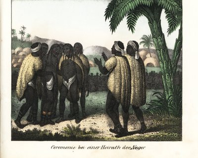 Cerimonia di matrimonio in una tribù del Senegal. Litografia per il libro: “Galerie complete en tableaux fideles des peuples d