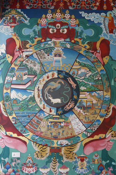 Ruota della vita o ruota del Samsara (Mandala), Monastero di Kopan, Kathmandu, Nepal da Unbekannt