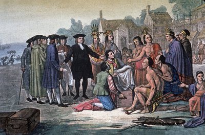 William Penn con gli indiani della nazione Delaware, Pennsylvania da Unbekannter Künstler