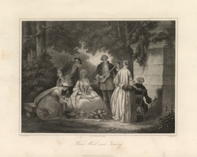 Vino, donne e canzoni, Trieste, c.1850 (incisione) da Unbekannter Künstler