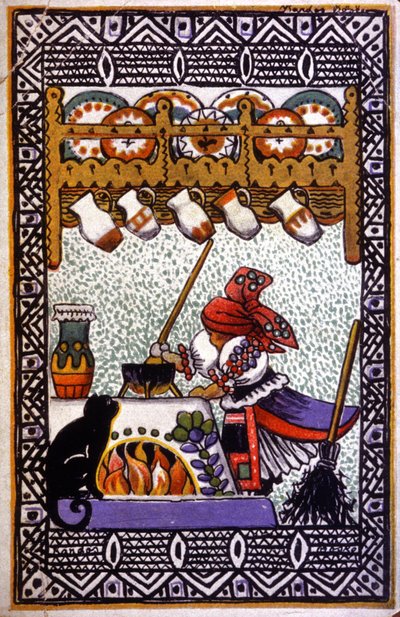 Strega che prepara una pozione, inizio XX secolo (cartolina) da Unbekannter Künstler