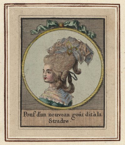 Donna con un nuovo stile di pouf chiamato lo Stradre da Unbekannter Künstler