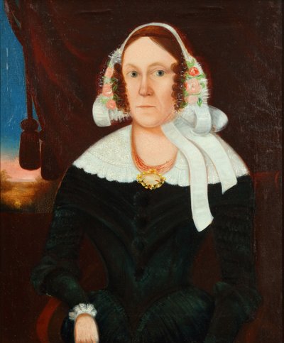 Donna con cappello di fiori da Unbekannter Künstler