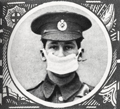 Prima guerra mondiale - Uomo con respiratore in cotone da Unbekannter Künstler