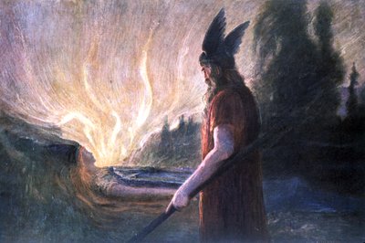 Wotan davanti alla pira di Brunnhilde da Unbekannter Künstler