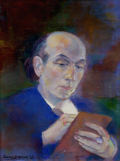 Scrittore e poeta Joe Bousquet (1897-1950) nella sua stanza a Carcassonne (Aude). Il poeta è rappresentato scrivendo, sdraiato a letto. Ritratto di Jean Camberoque (1917-2001) da Unbekannter Künstler