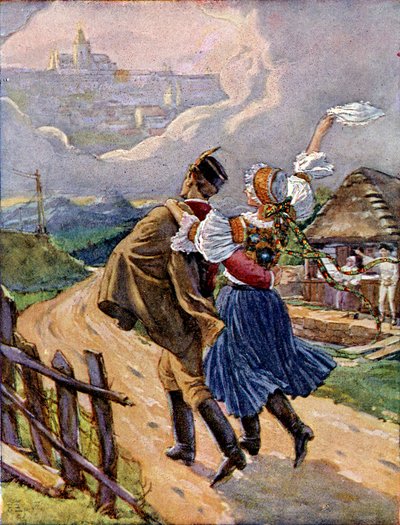 Giovane coppia ceca in abito nazionale, c.1920 da Unbekannter Künstler
