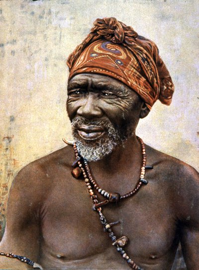 Ritratto di un medico Zulu, fine XIX secolo (foto stampa) da Unbekannter Künstler