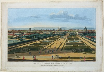Vista dei giardini del Belvedere a Vienna verso il Belvedere Inferiore da Unbekannter Stecher
