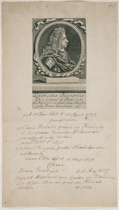 Il feldmaresciallo Leopold Joseph von Schlik da Unbekannter Stecher