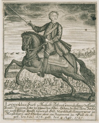 Il comandante prussiano Leopoldo I Principe di Anhalt-Dessau da Unbekannter Stecher