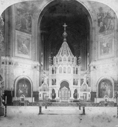 Altare, Cattedrale di Cristo Salvatore, Mosca, Russia da Underwood and Underwood