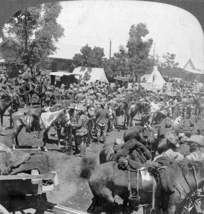 Arrivo del generale Cronje al fiume Modder come prigioniero di guerra, Sudafrica, Guerra Boera, 1901 da Underwood and Underwood
