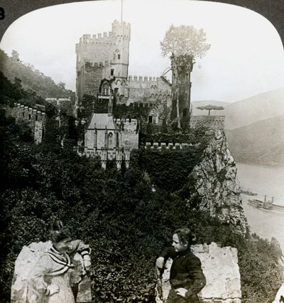 Castello Rheinstein, vicino a Bingen, Germania da Underwood and Underwood