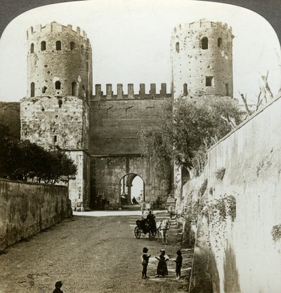 Porta di San Sebastiano nelle Mura Aureliane, Roma, Italia da Underwood and Underwood