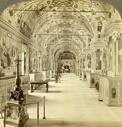Interno della Biblioteca Vaticana, Roma, Italia da Underwood and Underwood