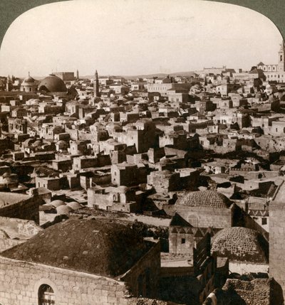 Gerusalemme, vista dal muro settentrionale, Palestina, 1897 da Underwood and Underwood