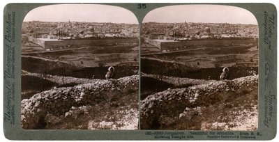 Gerusalemme, vista da sud-est, che mostra il sito del tempio, Palestina, anni 1900 da Underwood and Underwood