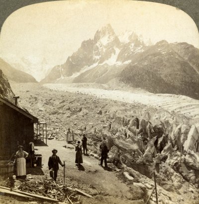 Mer de Glace dal Chapeau, vicino a Chamonix, Francia da Underwood and Underwood