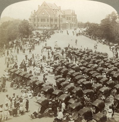 Rickshaw davanti alla Christ Church, Simla, India, 26 giugno 1902 da Underwood and Underwood