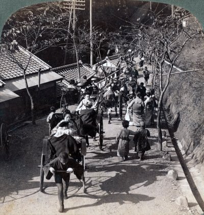 Cavalcata al Tempio Daijingu, per il festival shintoista di adorazione della Dea del Sole, Yokohama, Giappone, 1904 da Underwood and Underwood