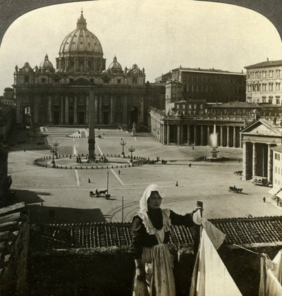 Piazza San Pietro e Basilica e il Vaticano, Roma, Italia da Underwood and Underwood