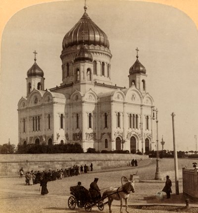 Tempio del Salvatore, la più grande chiesa di Mosca, Russia, 1898 da Underwood and Underwood