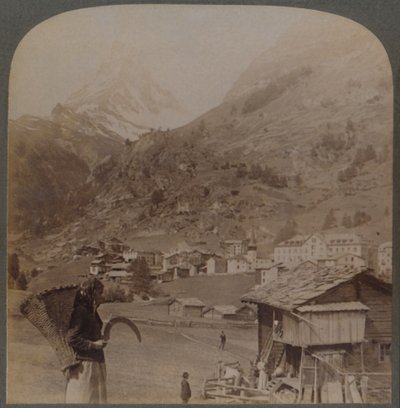 Il santuario degli spiriti alpini - il delizioso Zermatt e il Cervino, Svizzera, 1901 da Underwood and Underwood