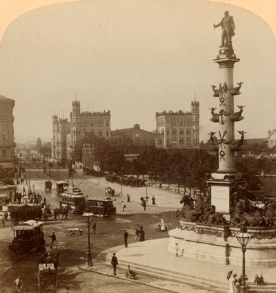 Il Monumento a Tegetthoff, nel Prater-Stern, Vienna, Austria, 1898 da Underwood and Underwood