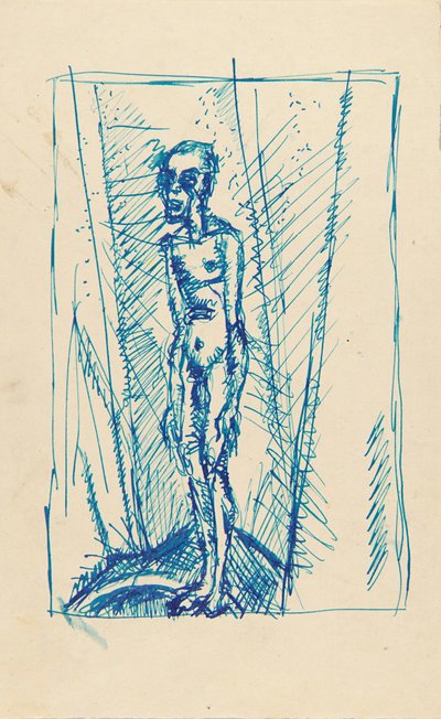 Uomo nudo in piedi da Unidentified