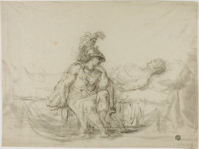 Achille piange Patroclo da Unknown