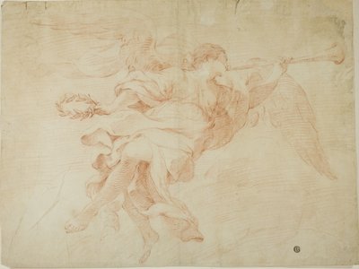 Angelo con tromba e corona di fiori da Unknown