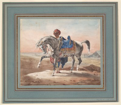Arabo in piedi accanto a un cavallo da Unknown