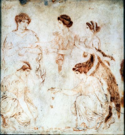 Giocatori di dadi, Ercolano, I secolo d.C. (pittura a encausto su marmo) da Unknown