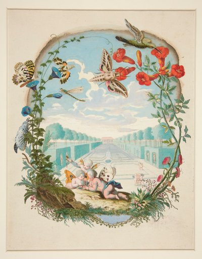 Scena fatata con colibrì e fate da Unknown