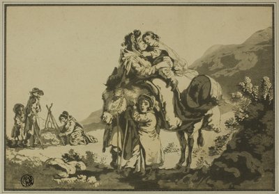 Famiglia di viaggiatori a riposo da Unknown