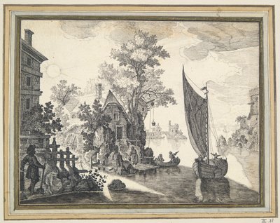 Paesaggio Fantastico con Fiume e Mulino ad Acqua da Unknown