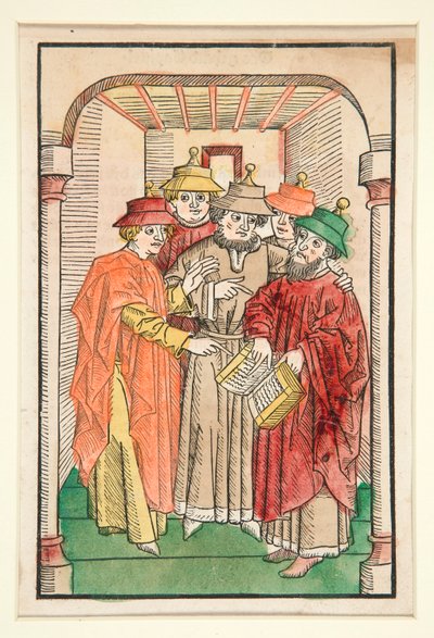 Cinque studiosi ebrei, illustrazione da Der Seelen-Wurzgarten da Unknown