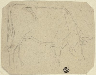 Mucca al pascolo (rivolta a destra) (recto); Quarti posteriori di un cavallo (verso) da Unknown