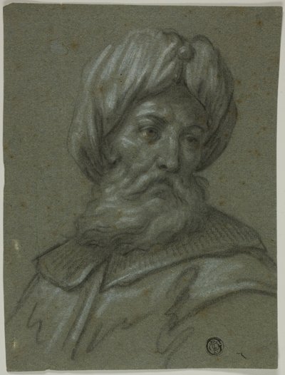 Testa di un vecchio con turbante e barba da Unknown