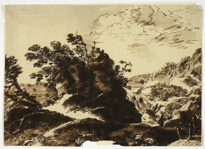 Paesaggio Collinare con Figura in Primo Piano da Unknown