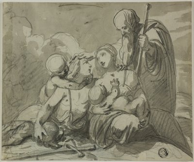 Sacra Famiglia con Santo Guerriero da Unknown