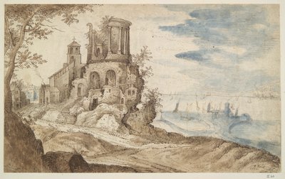 Paesaggio immaginario con il Tempio di Sibilla, Tivoli da Unknown