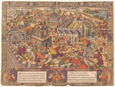 Gerusalemme è presa e bruciata, il Re Sedecia ha gli occhi cavati. E Geremia è portato a Babilonia. Geremia 39-43, n. 6, La Storia di Geremia da Unknown