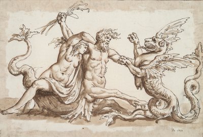Nereide e Tritone che Combattono un Grifone da Unknown